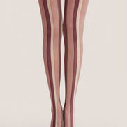 Dusty Pink Striped Tights Preppy Everyday Pantyhose H68-69