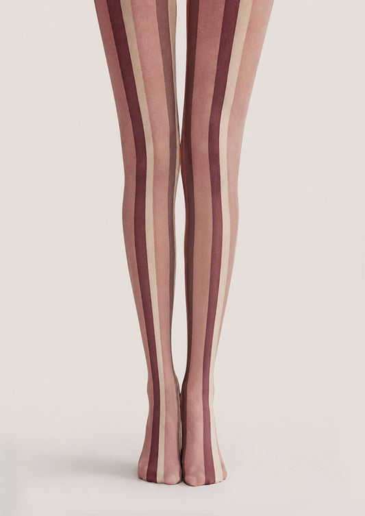 Dusty Pink Striped Tights Preppy Everyday Pantyhose H68-69