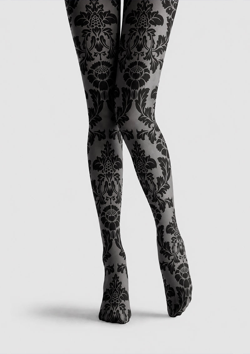 Black Floral Lace Tights Victorian Pantyhose H68-6