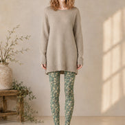 Green Ditsy Floral Tights Botanical Fashion Hosiery H68-70