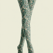 Green Ditsy Floral Tights Botanical Fashion Hosiery H68-70