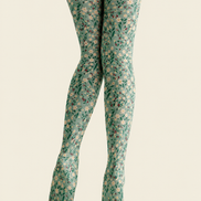 Green Ditsy Floral Tights Botanical Fashion Hosiery H68-70