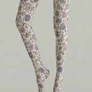 Preppy Floral Pantyhose Vintage Blue Purple Tights H68-72