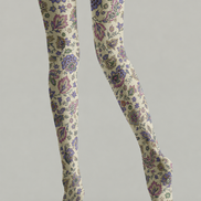 Preppy Floral Pantyhose Vintage Blue Purple Tights H68-72