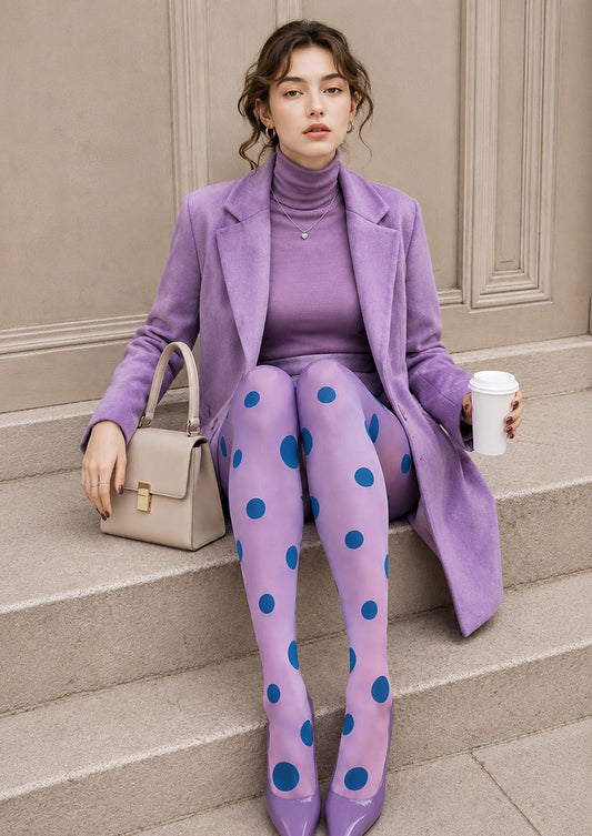 Blue Dot Tights Pink Gradient Y2K Fashion Hosiery H68-74