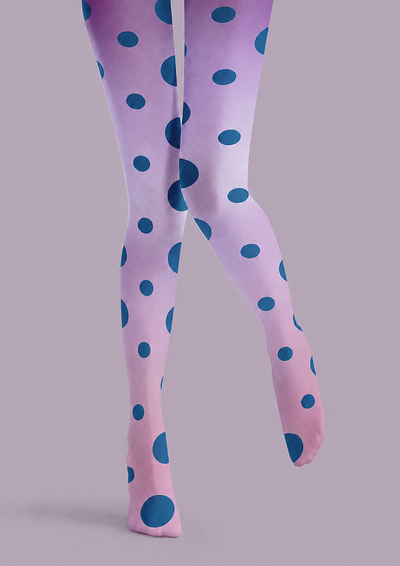 Blue Dot Tights Pink Gradient Y2K Fashion Hosiery H68-74