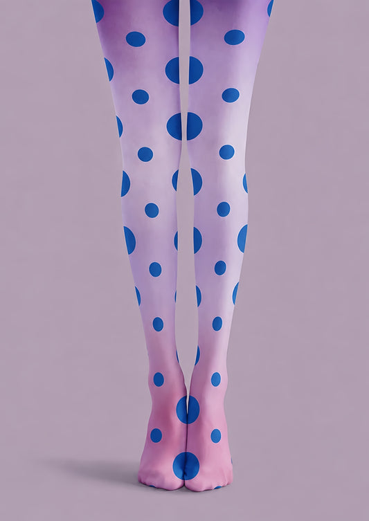 Blue Dot Tights Pink Gradient Y2K Fashion Hosiery H68-74