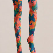 Colorful Swirl Print Tights Artistic Pattern Pantyhose H68-75