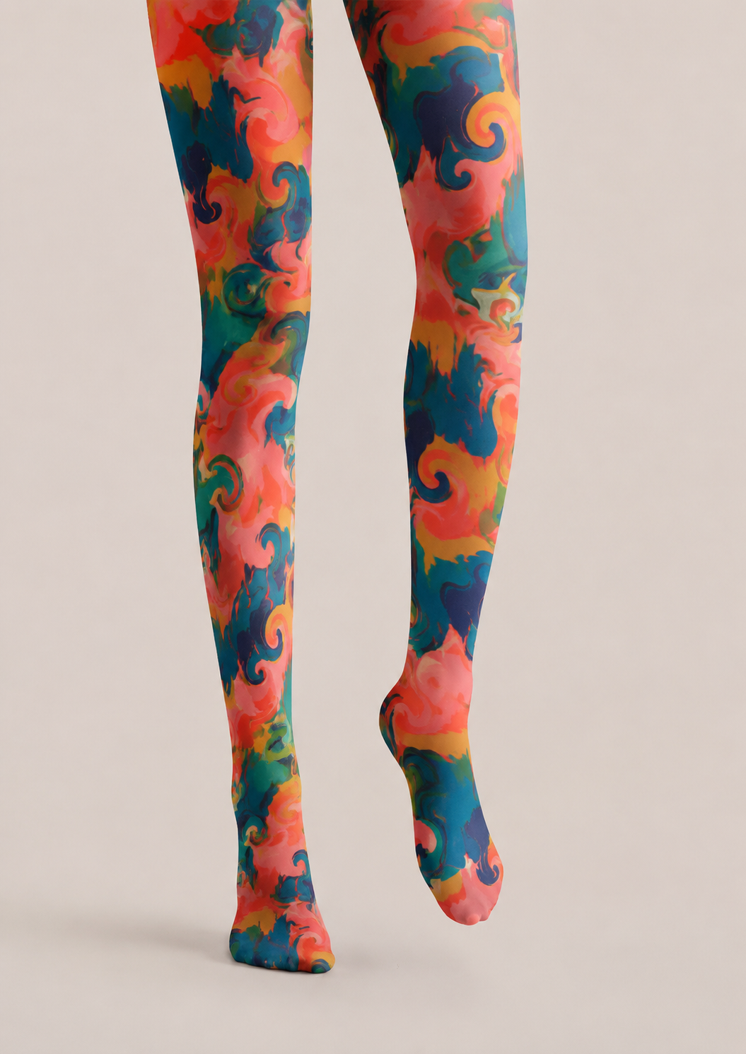 Colorful Swirl Print Tights Artistic Pattern Pantyhose H68-75