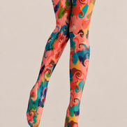 Colorful Swirl Print Tights Artistic Pattern Pantyhose H68-75
