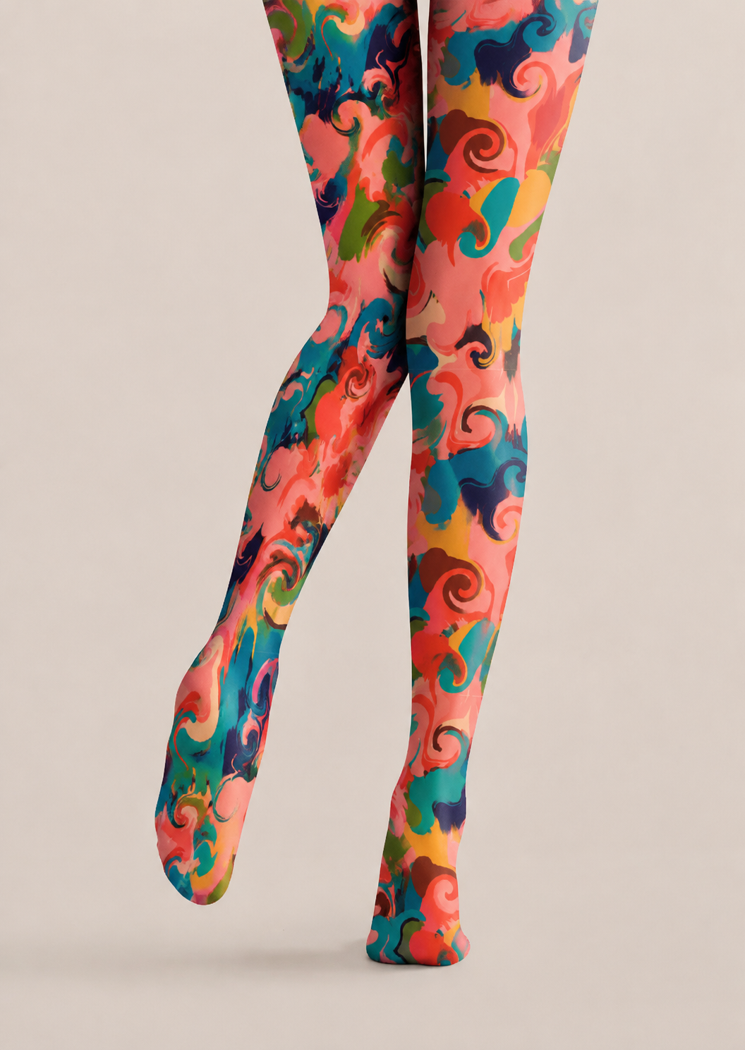 Colorful Swirl Print Tights Artistic Pattern Pantyhose H68-75