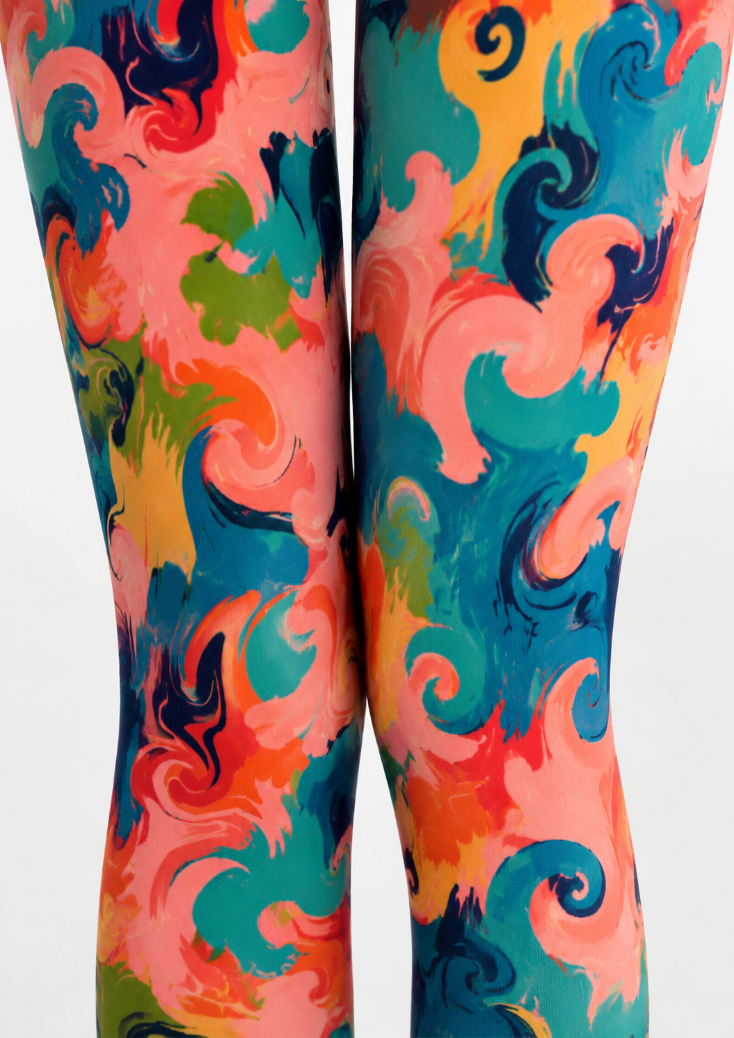Colorful Swirl Print Tights Artistic Pattern Pantyhose H68-75