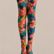 Colorful Swirl Print Tights Artistic Pattern Pantyhose H68-75