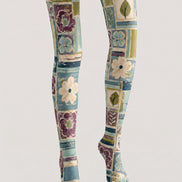 Boho Floral Patchwork Tights Pantyhose Hosiery H68-78