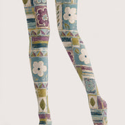 Boho Floral Patchwork Tights Pantyhose Hosiery H68-78
