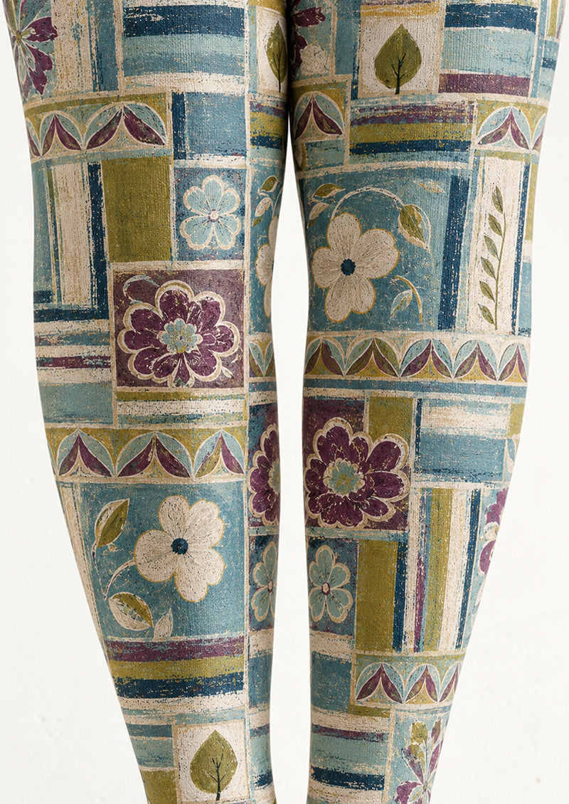 Boho Floral Patchwork Tights Pantyhose Hosiery H68-78