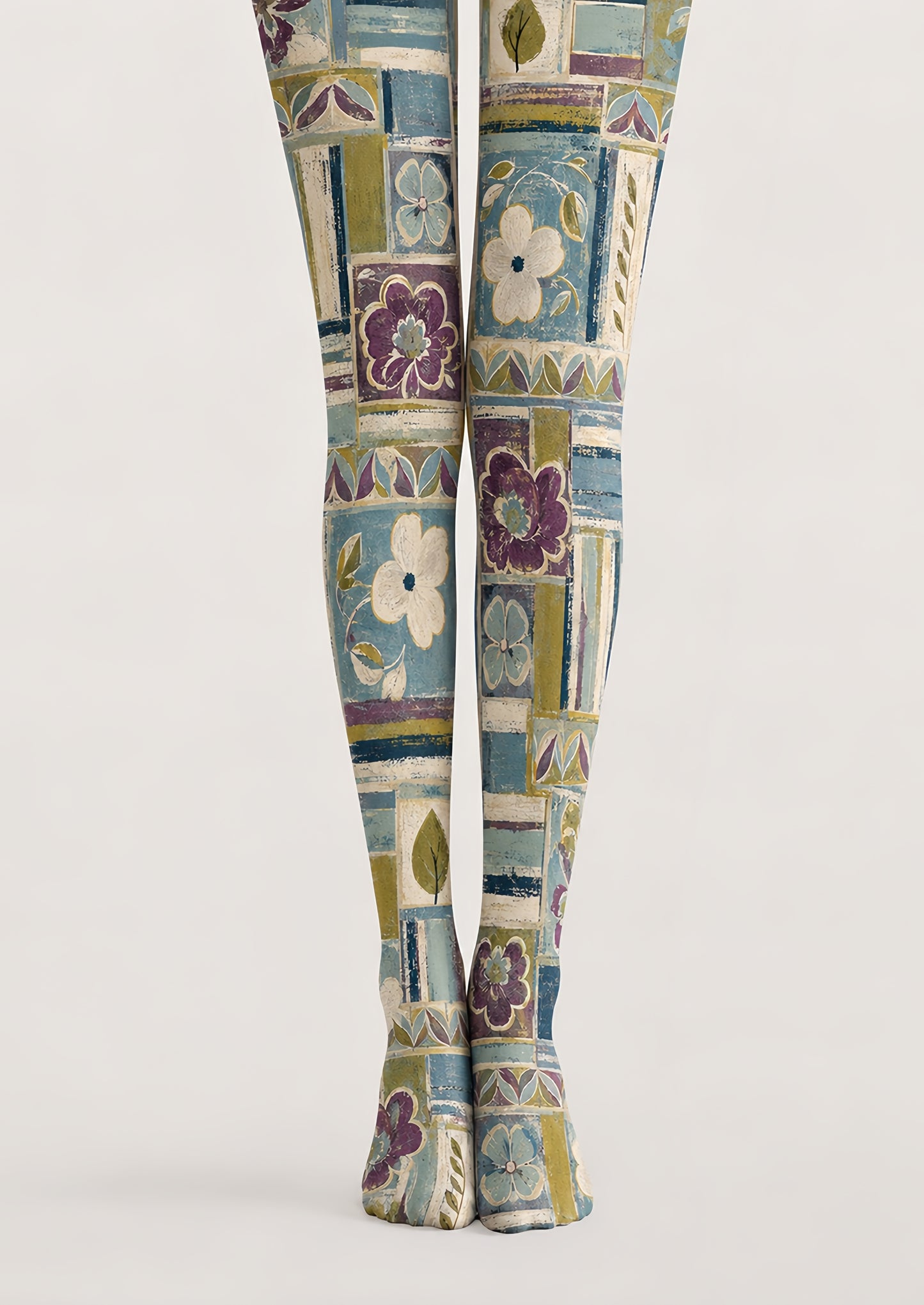 Boho Floral Patchwork Tights Pantyhose Hosiery H68-78