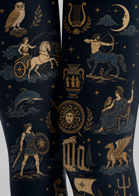 Vintage Greek Mythology Tights Celestial Pantyhose H68-79