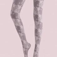 Gray Floral Pantyhose Lace Patterned Tights H68-8