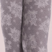 Gray Floral Pantyhose Lace Patterned Tights H68-8