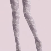 Gray Floral Pantyhose Lace Patterned Tights H68-8