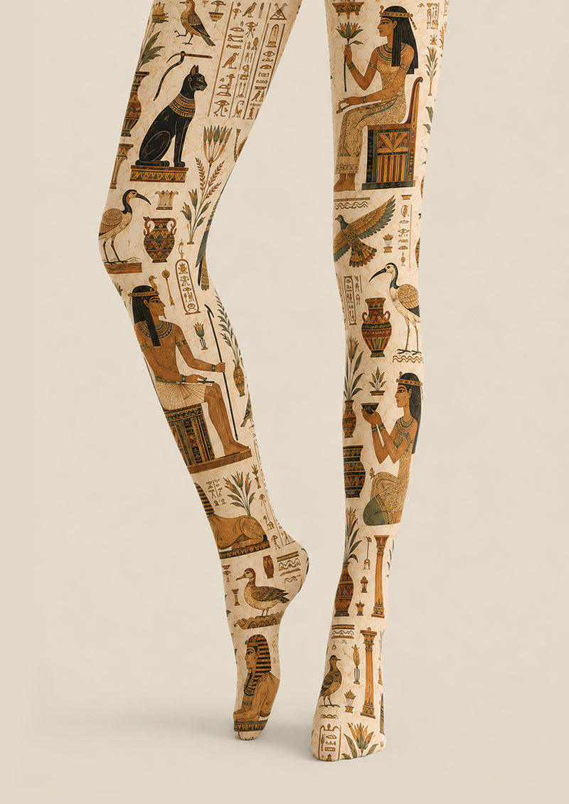 Egyptian Hieroglyph Print Tights Pantyhose H68-80