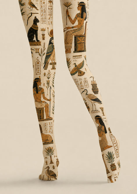 Egyptian Hieroglyph Print Tights Pantyhose H68-80
