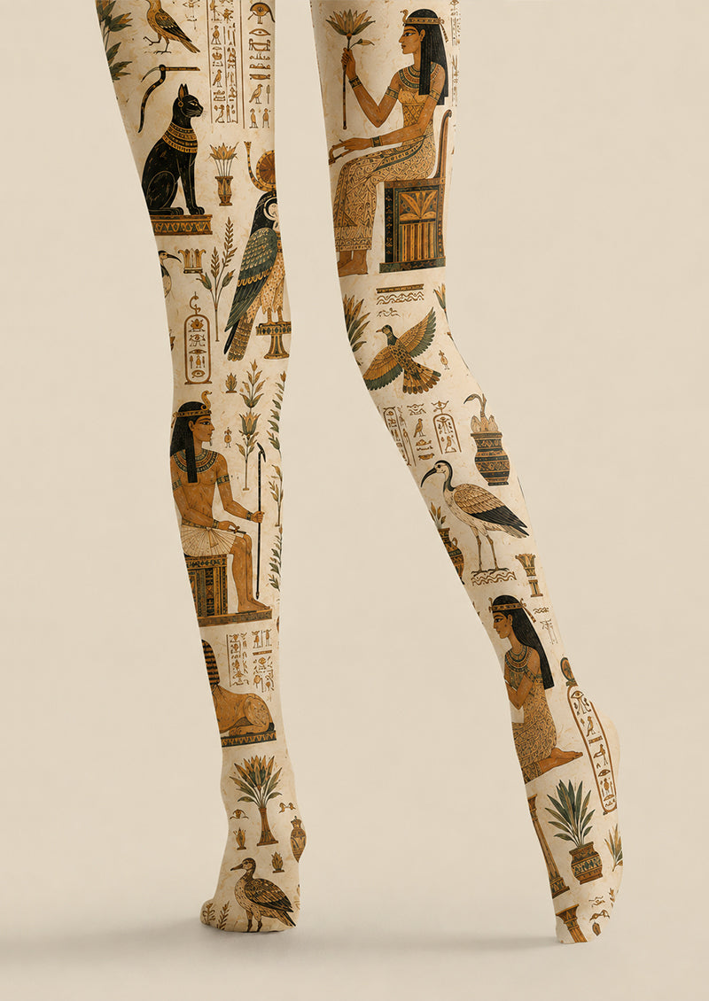 Egyptian Hieroglyph Print Tights Pantyhose H68-80