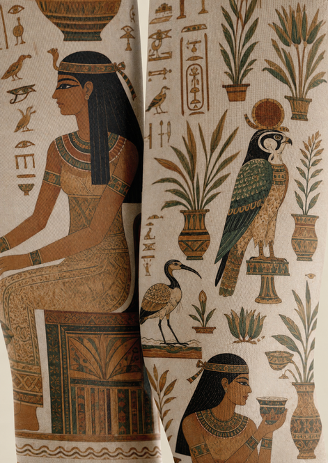 Egyptian Hieroglyph Print Tights Pantyhose H68-80