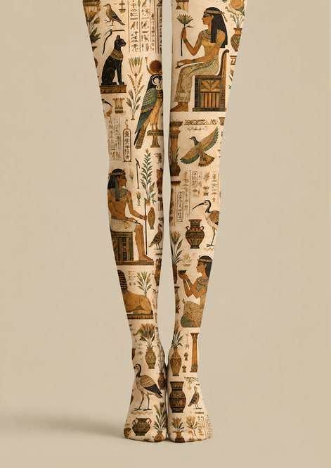 Egyptian Hieroglyph Print Tights Pantyhose H68-80