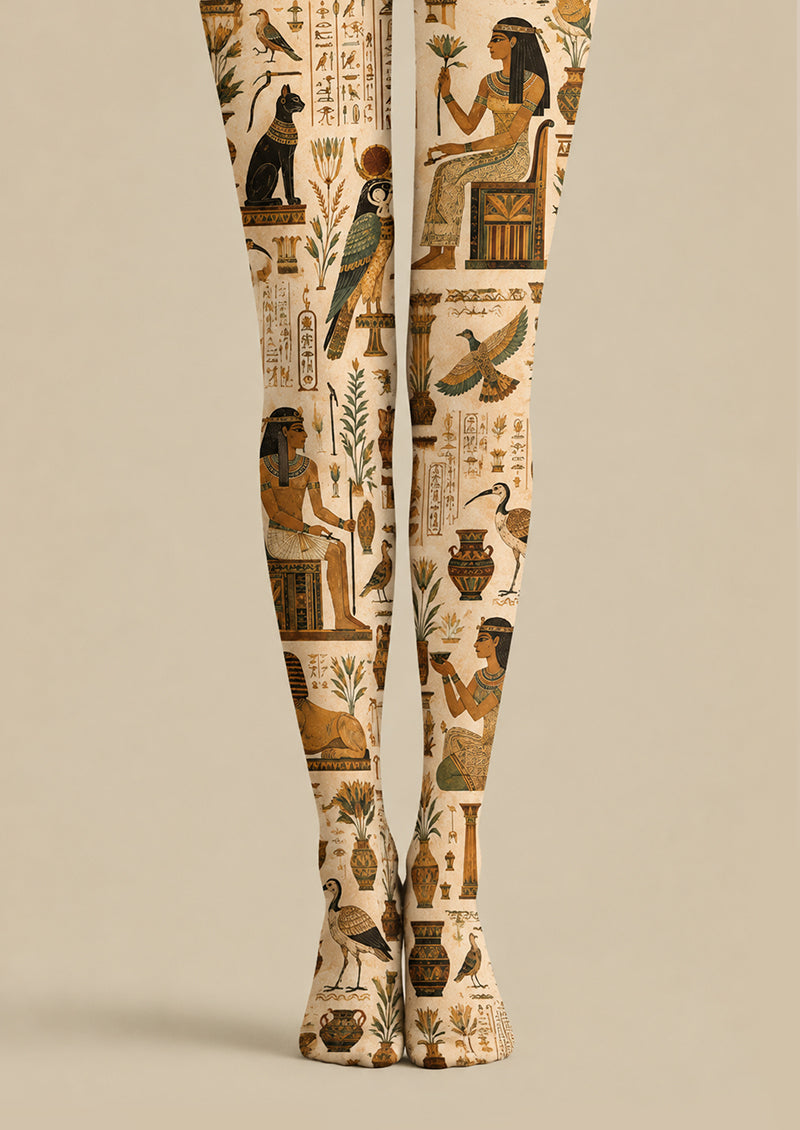Egyptian Hieroglyph Print Tights Pantyhose H68-80
