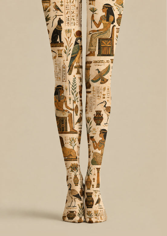 Egyptian Hieroglyph Print Tights Pantyhose H68-80