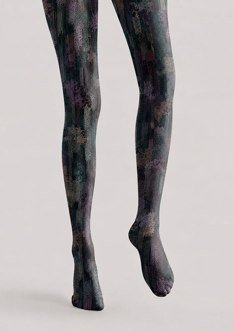 Textured Graphic Tights Abstract Print Hosiery H68-81