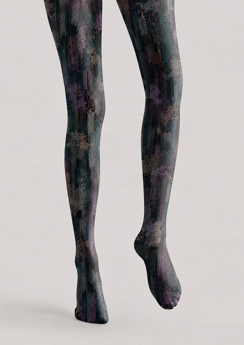 Textured Graphic Tights Abstract Print Hosiery H68-81