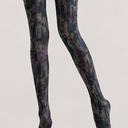 Textured Graphic Tights Abstract Print Hosiery H68-81