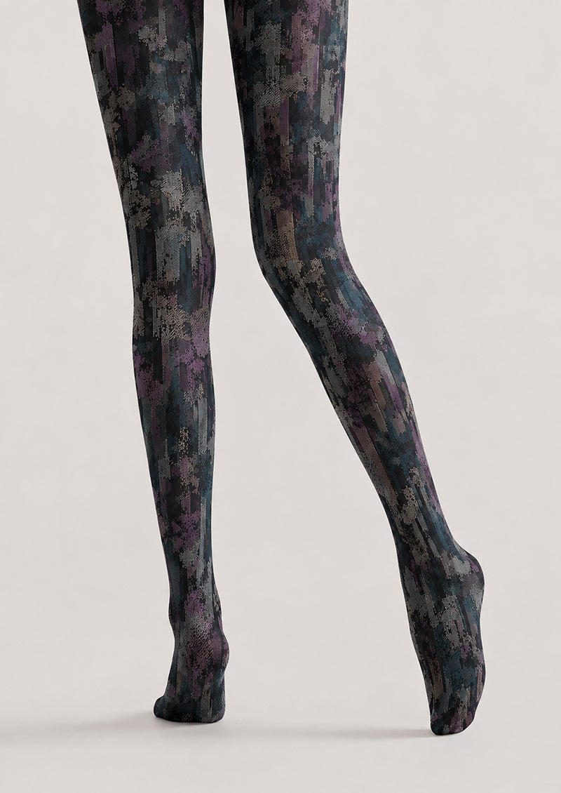 Textured Graphic Tights Abstract Print Hosiery H68-81