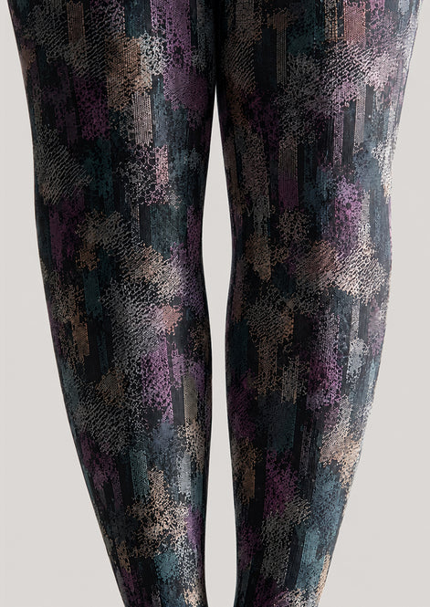 Textured Graphic Tights Abstract Print Hosiery H68-81