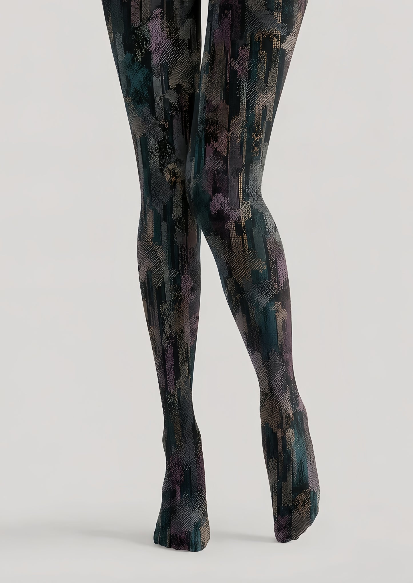 Textured Graphic Tights Abstract Print Hosiery H68-81