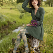 Sage Green Abstract Print Tights H68-82