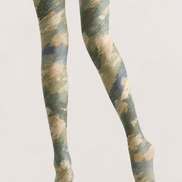 Sage Green Abstract Print Tights H68-82