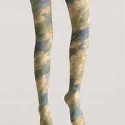 Sage Green Abstract Print Tights H68-82