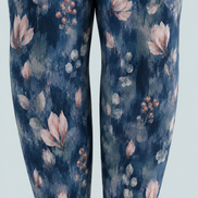 Dusty Blue Botanical Tights Floral Print Hosiery H68-83
