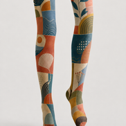 Artsy Botanical Geometric Tights Hosiery Pantyhose H68-85