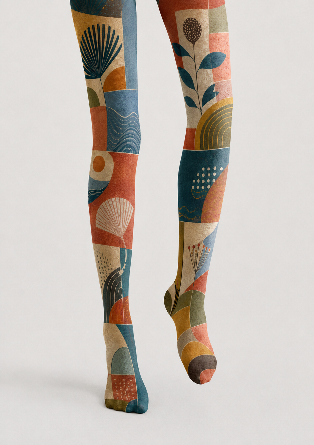 Artsy Botanical Geometric Tights Hosiery Pantyhose H68-85