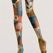 Artsy Botanical Geometric Tights Hosiery Pantyhose H68-85