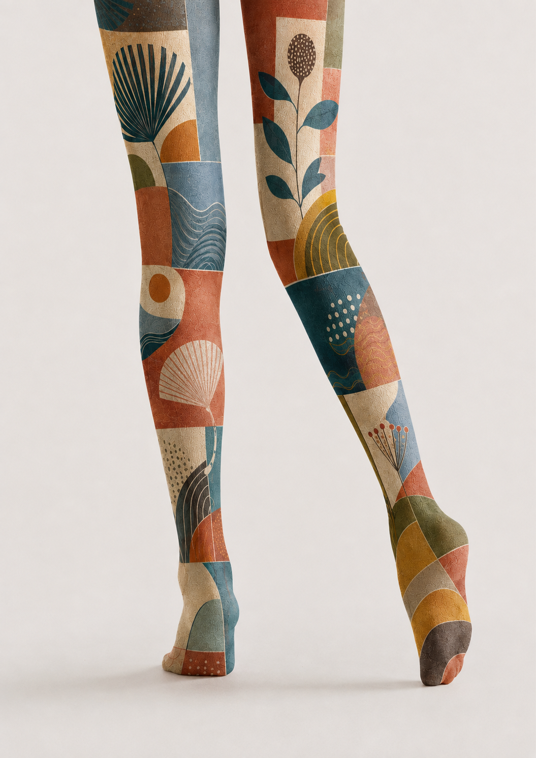 Artsy Botanical Geometric Tights Hosiery Pantyhose H68-85
