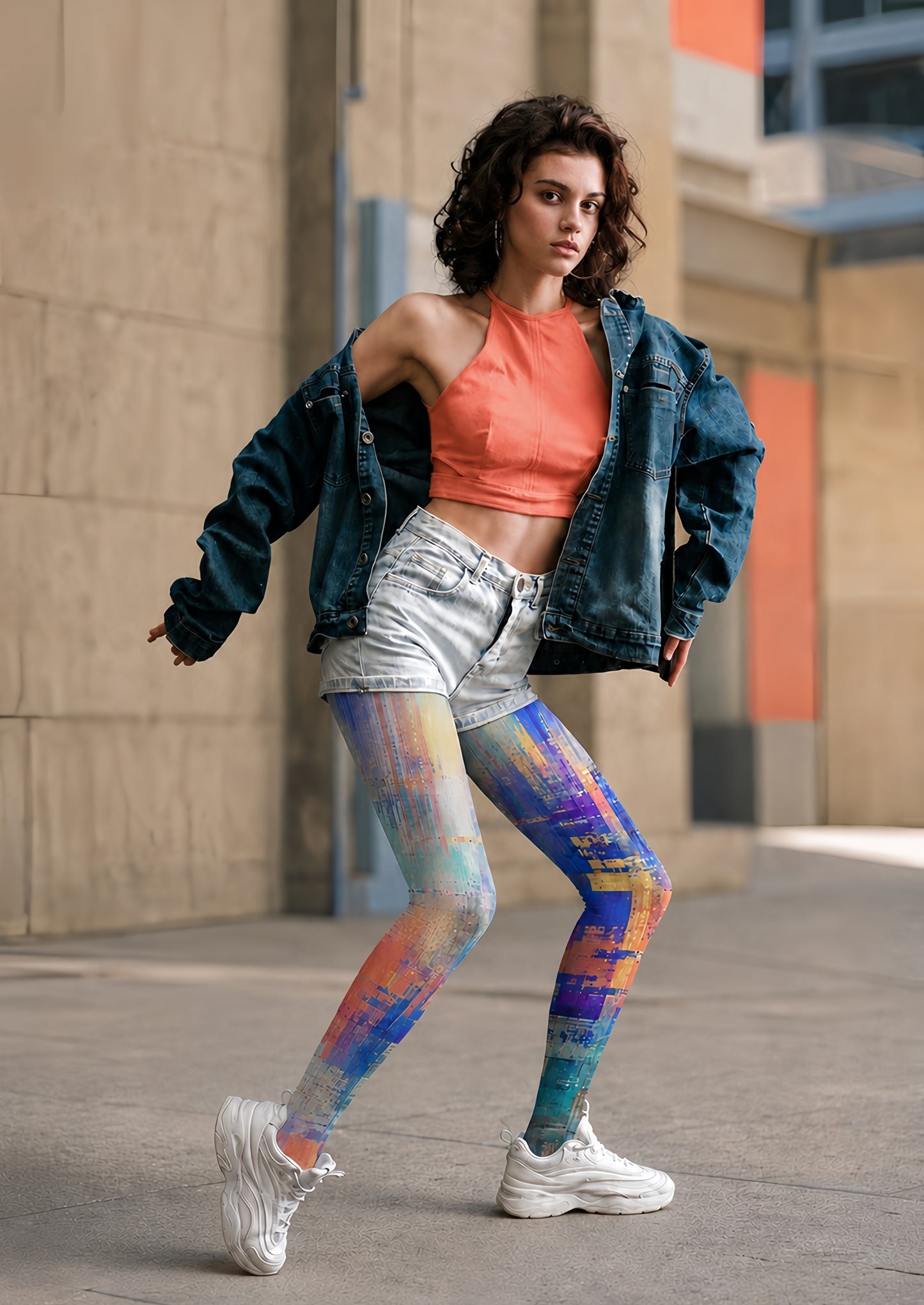 Cyber Glitch Gradient Printed Tights Hosiery Pantyhose H68-86
