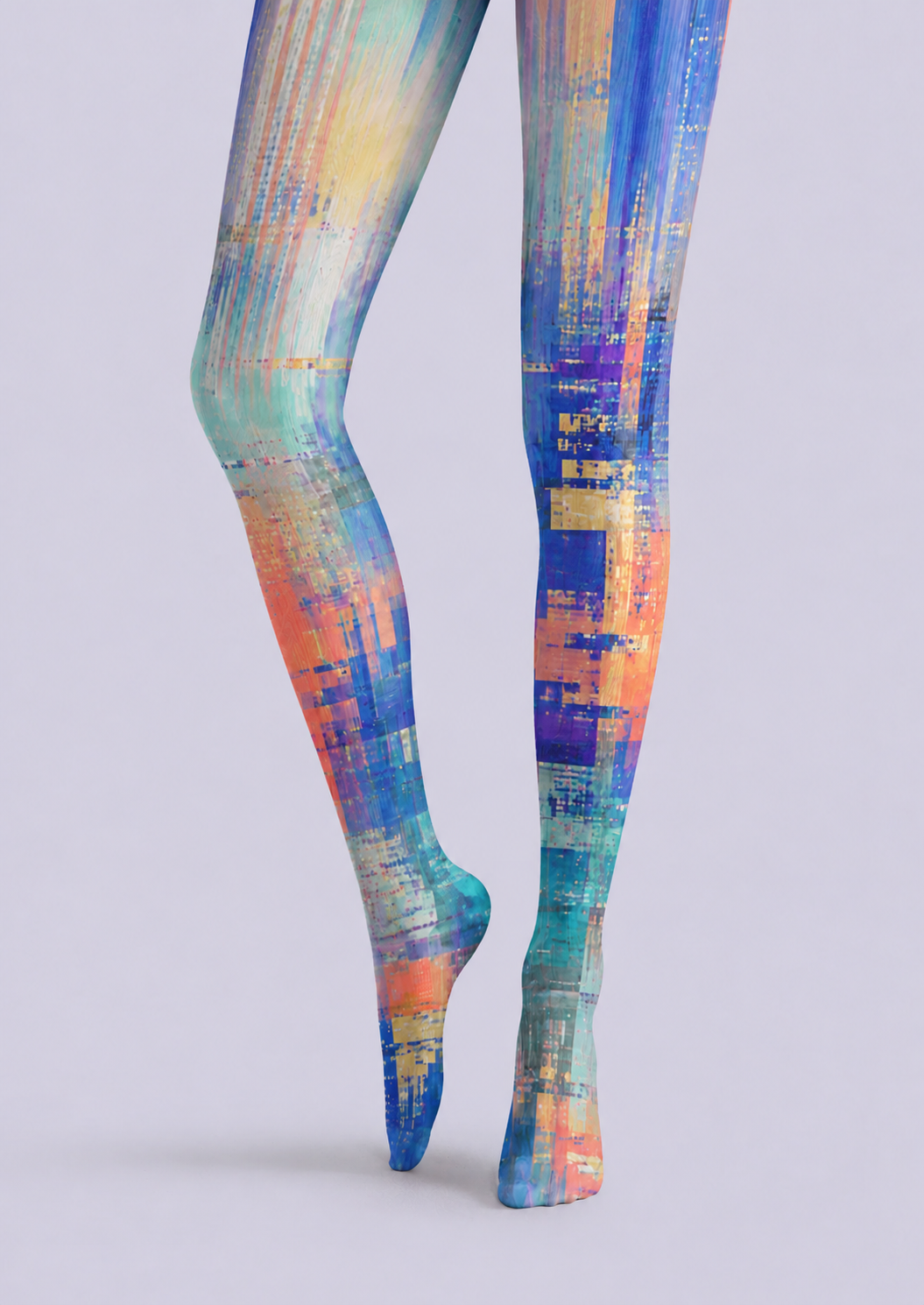 Cyber Glitch Gradient Printed Tights Hosiery Pantyhose H68-86