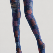 Blue Textile Abstract Tights Pantyhose H68-88