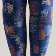 Blue Textile Abstract Tights Pantyhose H68-88